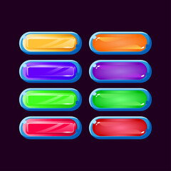 Wall Mural - set of game ui rounded blue diamond and jelly colorful button for gui asset elements vector illustra