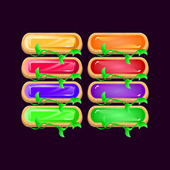 Wall Mural - set of game ui rounded wooden leaves diamond and jelly colorful button for gui asset elements vector