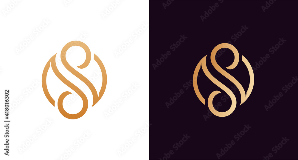 beautiful luxury letter SS monogram in infinity shape, elegant circular letter S and S logo template - obrazy, fototapety, plakaty 