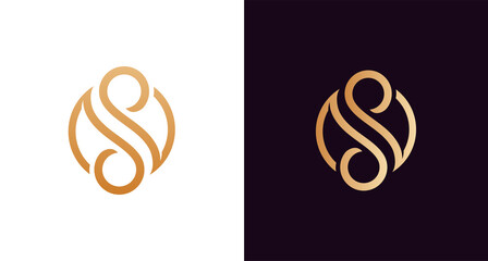 beautiful luxury letter SS monogram in infinity shape, elegant circular letter S and S logo template