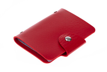 Wall Mural - Red leather card holder isolated on a white background