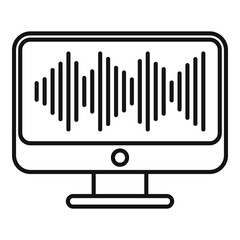 Poster - Computer radio online icon. Outline computer radio online vector icon for web design isolated on white background