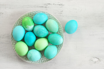 Wall Mural - Light blue and green Easter eggs