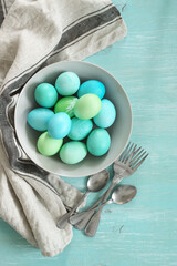 Wall Mural - Light blue and green Easter eggs