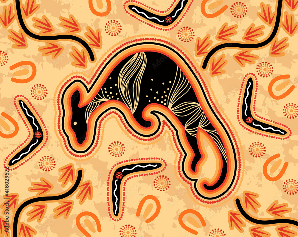 Aboriginal kangaroo art - Vector Stock Vector | Adobe Stock