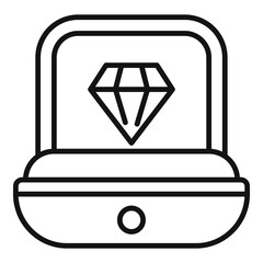 Poster - diamond box icon. outline diamond box vector icon for web design isolated on white background