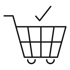 Sticker - Shop cart icon. Outline shop cart vector icon for web design isolated on white background