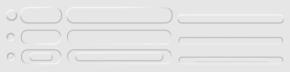 Poster - Vector set of white buttons in neomorphism style. A set of buttons for a site or application. Stock illustration EPS 10