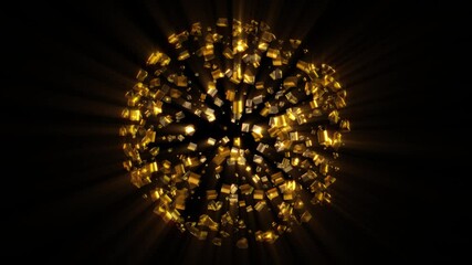 Wall Mural - Abstract background 3D  shiny jewelry-like structure transform in space loop. Great for ads, jewelry, weddings, luxury, celebration illustrations, etc.