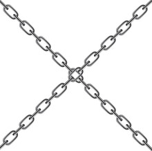 Vector Image Of Two Crossing Metal Chains Isolated On The White Background.