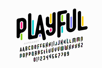 Poster - Playful colorful font design, childish alphabet letters and numbers