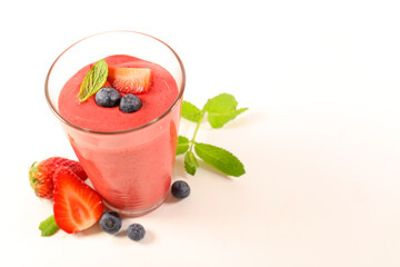 Poster - berry fruit smoothie isolated on white background