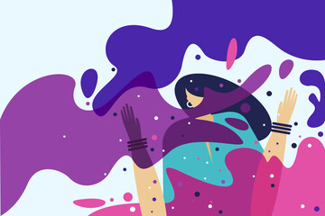 Wall Mural - A girl playing with colours. Concept for Holi festival in India