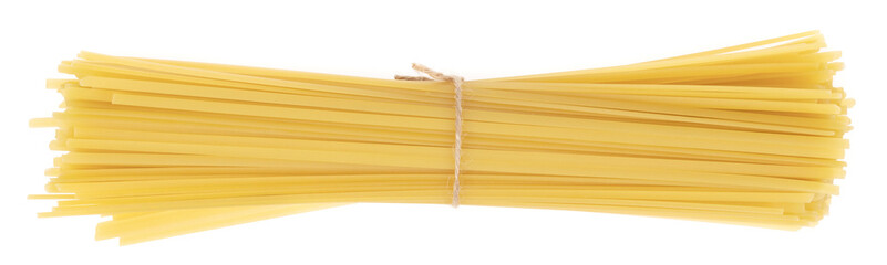 Wall Mural - Bunch of pasta isolated on white background. spaghetti tied with rope