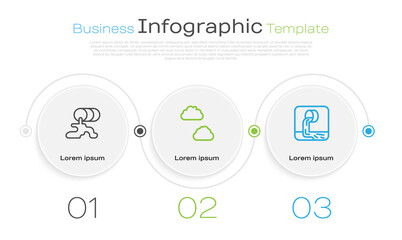 Sticker - Set line Barrel oil leak, Cloud and Wastewater. Business infographic template. Vector.