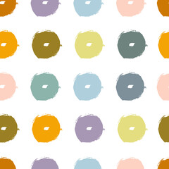 Aufkleber - Painted circles background. Acrylic paint or ink rounded hand painted brush strokes. Vector seamless pattern in pastel colors. Retro scandinavian style colorful abstract decorative ornament
