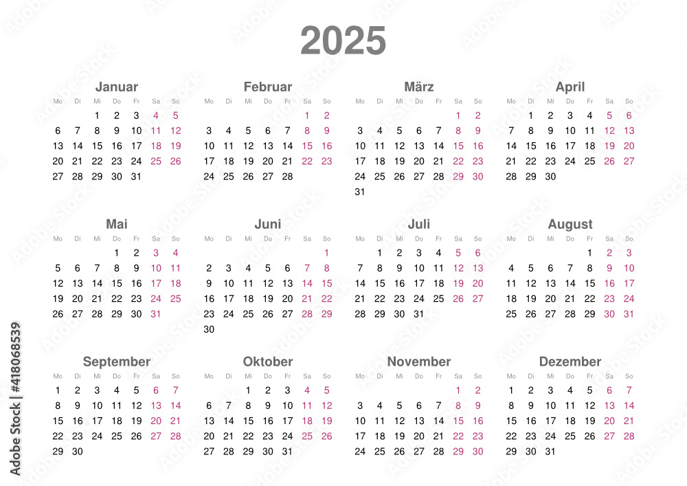  Foto zu Kalender 2025, Querformat Stock-vektor 