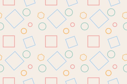 cute polygon line art seamless pattern