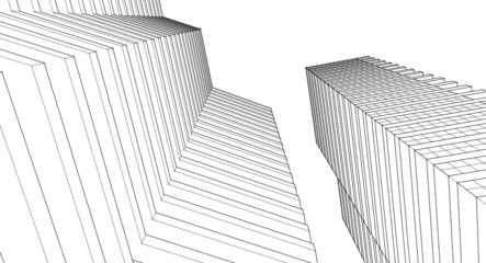 modern architecture house with balconies 3d rendering