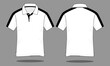 © Sansom - Short sleeve two tone polo shirt design white-black vector.Front and back view.