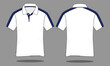 © Sansom - Short sleeve two tone polo shirt design white-navy vector.Front and back view.