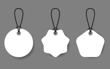 Poster - Set of white price tags with black lace on transparent background