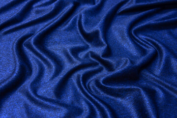 Wall Mural - .Blue dark monochrome artificial wool. Close up texture of the fabric is useful as a background.