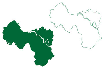  Khagaria district (Bihar State, Munger division, Republic of India) map vector illustration, scribble sketch Khagaria map