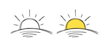 Hand Drawn Yellow Sun. Doodle Sun Symbol