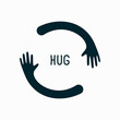 Hands hugs in circle shape vector illustration