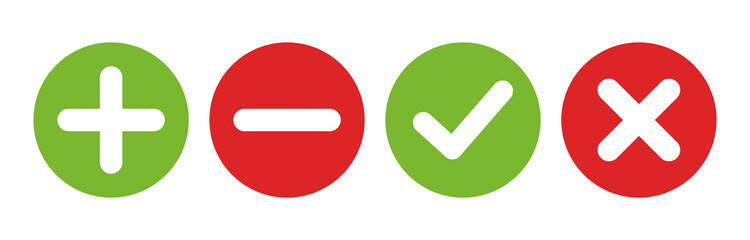 Poster - plus, minus, check mark and cross calculator icons in flat style. positive negative circle button. m