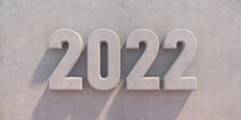2022 New Year. Number Concrete Material And Industrial Cement Background. 3d Illustration