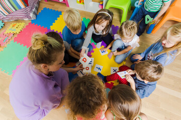 Educational group activity at the kindergarten or daycare