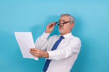 Business Man Looking With Glasses With Presbyopia Isolated