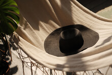 Hat On Textile Background With Shadows