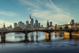 Fototapeta  - The skyline of Frankfurt at a cold day in winter.