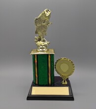 Green And Gold Fishing Trophy Award For Fishing Tournament