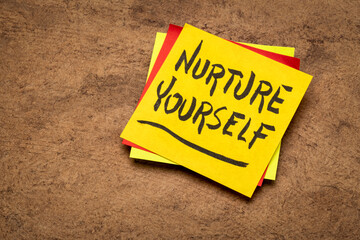 Wall Mural - nurture yourself - inspirational reminder note, self care concept
