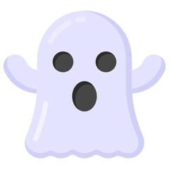 Sticker - 
A ghost skull icon in flat style

