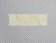 Sticky tape stripe with shadow isolated on transparent background. Vector 3d torn paper adhesive scotch mockup