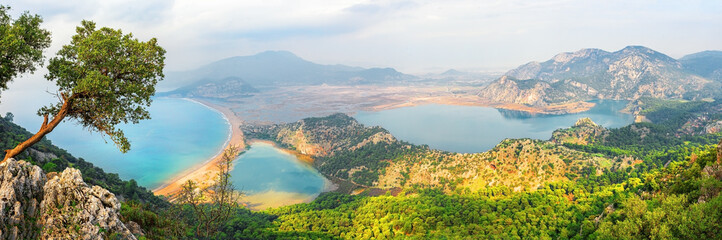 Wall Mural - Dalyan estuary and Iztuzu turtle beach in Aegean Sea in afternoon