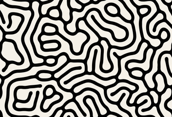 Vector seamless pattern. Modern stylish texture with smooth natural maze. Repeating abstract tileable background. Compound organic shapes. Trendy surface design.