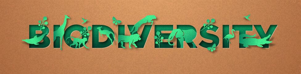 biodiversity green paper cut animal nature concept