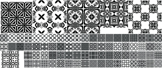 80 Universal different geometric seamless patterns. Endless vector texture can be used for wrapping wallpaper, pattern fills, web background,surface textures. Set of monochrome ornaments