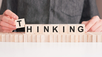 the word of THINKING on building blocks concept