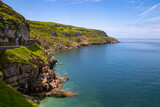 Fototapeta Mosty linowy / wiszący - the coastline of wales as seen from the great orm