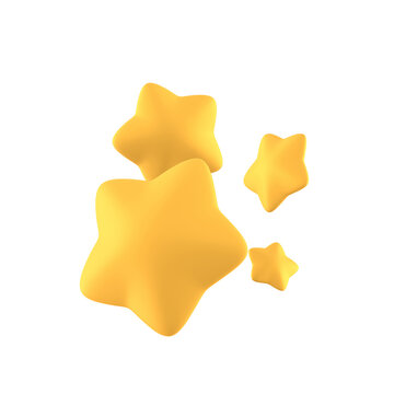 Rate stars emoji icons 3d illustration on white background. minimal concept. 3d rendering isolated. High quality illustration