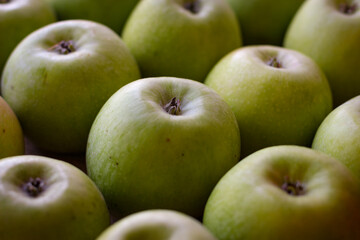 Wall Mural - Apples stand on a wooden surface