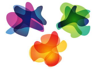 Poster - Abstract fluid liquid gradient element collection. Trendy isolated futuristic free form pattern. Digital banners with dynamic waves. Jpeg