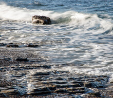 United States, California, Carmel, Point Lobos State Natural Reserve, Waves Rolling Ashore